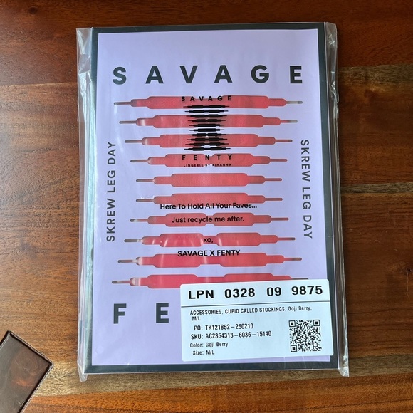 Savage X Fenty Goji Berry Red Cupid Called Thigh High Stockings - Picture 8 of 10